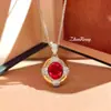 Collar Colgante Sencillo, Aretes Rojo Sangre Azul, Paloma Dorada de Piedras Preciosas de Colores, Anillo de Diamante Bicolor, Conjunto de Estilo Femenino
