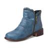 Botas Femininas Novas Outono e Inverno Tamanho Grande Botas Chelsea de Cano Curto Salto Grosso Casuais Bico Redondo Botas Femininas de Comércio Exterior Salto Baixo Botas de Cano Curto com Zíper Lateral