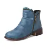 Botas Femininas Novas Outono e Inverno Tamanho Grande Botas Chelsea Curtas Salto Grosso Casual Bico Redondo Botas Femininas de Comércio Exterior Salto Baixo Zíper Lateral Botas Curtas