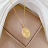 Acero de TitanioEuropeo y Americano Forma de Huevo Retrato Luz Lujo Templado Hermoso Collar Completamente de Diamantes para Mujer Cadena Versátil para Clavícula Cadena de Acero de Titanio