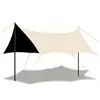 Tienda de campaña tipo toldo para camping al por mayor para exteriores con recubrimiento negro, juego portátil, protección solar, sin montaje, toldo plegable