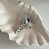 Elegante Pinza para el Cabello con Lazo de Cinta Rosa-Azul Brillante con Pedrería y Perlas, Pinza Versátil de Lujo Nicho para Mujeres