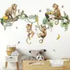 Pegatinas de Pared de Dibujos Animados de Animales de la Selva Transfronterizos Elefante Jirafa León Cebra Pegatinas de Bosque Decoración de Fondo para Habitación Infantil