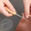 Punzón de Aguja Antiguo para Reparación de Zapatos, Punzón con Mango de Madera, Herramienta Punzón para Zapatos de Cuero, Perforación y Reparación de Zapatos Hecho a Mano, Aguja de Punzón Recta Extra Fina