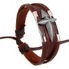 Atacado de joias de Yiwu pulseira unissex pulseira de cruz de couro genuíno estilo europeu e americano pulseira de couro de vaca
