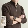 Suéter de Punto para Hombre 2026 Otoño/Invierno Cuello Alto Cremallera Jersey Suéter de Lana Estilo Old Money Casual de Negocios Suéter Grueso