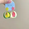 Corea del Sur Dongdaemun Globos de Amor Esmaltados de Colores Hebilla de Oreja de Perro Pendientes de Corazón Dulce y Femenino Pendientes Texturizados