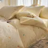 Sencilla y fresca, funda de edredón de gasa de doble capa 100% algodón, grado A, 100% algodón, juego de ropa de cama individual para dormitorios, incluye tres piezas