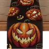 Camino de mesa de Halloween más vendido de Temu transfronterizo, mantel decorativo navideño de lino, alfombrilla de té de gama alta para mueble de TV