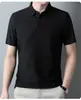 2023 Verão Nova Camisa Polo de Seda de Gelo Masculina Slim-fit Moda Casual Respirável Fina Negócio Cor Sólida Manga Curta Masculina Na Moda