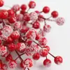 Frutas Rojas Flores Artificiales Manualidades Flores Falsas Árbol de la Fortuna Decoración de Año Nuevo con Copo de Nieve Frutas Artificiales Fruta de la Fortuna Flor Artificial