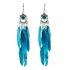 Pendientes Largos de Plumas Vintage, Pendientes de Patrón Personalizado Bohemio, Pendientes para Viajes de Vacaciones, Envío Directo