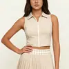 Chaleco deportivo de verano sin mangas con doble cremallera transpirable anti-exposición, falda corta plisada de tenis para golf para mujer