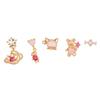 Conjunto de Brincos Série Urso Rosa Europeu e Americano Design de Nicho Brincos de Arte Galvanizado 18K Zircônia Micro-Pavimentada Joias