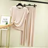 Nuevo conjunto de pijama de modal de verano para mujer, talla grande, corte holgado, top sin mangas, pantalón largo de manga corta, conjunto de dos piezas