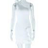 Estilo europeu e americano Comércio Exterior roupas femininas em cor sólida sexy gola oblíqua sem mangas bainha sem costas saia casual vestido elegante
