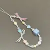 Corrente de Celular Feminina com Contas Ins Corrente para Pendurar Corrente com Pingente de Laço Lanyard com Pingente de Câmera Ccd Nova Tendência Popular