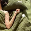 Juego de cuatro piezas de algodón 100% con tejido gofrado, de lujo y alta gama estilo Ins, funda de edredón de algodón puro, sábana, sábana bajera ajustable, juego de ropa de cama simple de cuatro piezas