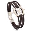 Pulseira de Couro Personalizada Criativa Estilo Náutico Simples Liga Leme Couro Trançado Pulseira Moda Europeia e Americana Joias da Moda
