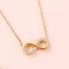 Collar con Colgante de Acero de Titanio Japonés y Coreano Transfronterizo de Lujo Accesible con Micropavé de Zircón, Amuleto de la Suerte con 8 Caracteres, Collar Personalizado de Ciclo Infinito Chapado en Oro