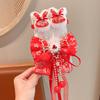 Grampo de Princesa para Crianças Corrente de Testa para Meninas Ano Novo Laço Vermelho Presilha com Pérola Adorno de Cabeça para Meninas Ano Novo