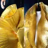 Encaje metálico ondulado accesorios vestido plisado con volantes volantes estilo decoración de escenario tela de diseñador