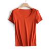 Camiseta Eastman Acetato 38,5% Tencel Gola U Ombro Normal Fio Duplo 120S Manga Curta de Seda 26 Verão Novo