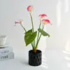 Bonsái de Hoja de Anturio Rojo Artificial, Flores Artificiales de Alta Gama, Decoración de Interiores, Plantas Artificiales en Maceta, Suministro Directo del Fabricante, Plantas Verdes