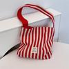 48302 Ins Popular Estilo Coreano Trendy Listrado Bolsa Moda All-match Bolsa de Ombro Compras Portátil Nova Bolsa de Lona