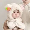 Gorro y bufanda para niños, gorro de una pieza, invierno, con felpa, extra grueso, gorro con protección para orejas de bebé, niño, niña, a prueba de viento, conjunto de dos piezas, moderno