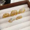 Anillo Abierto Hueco de Flor de Zirconia, Juego de Cinco Piezas, Lujo Ligero, Gama Alta, Anillo Versátil para Dedo Índice, Joyería de Mano Moderna y Elegante para Mujeres