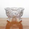 Tigela de Frutas Europeia de Três Pés Criativa Cesta de Frutas Grande para Uso Doméstico na Sala de Estar, Bandeja de Frutas de Vidro Cristal