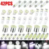 Juego Combinado de LED para Coche 42 Piezas T10 Luz Indicadora de Ancho Doble Punta Luz de Lectura Luz de Matrícula Luz Interior de Puerta
