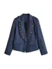 Moda femenina europea y americana 2026 comercio exterior transfronterizo al por mayor chaqueta blazer pequeña elegante retro a rayas con solapa hombreras abotonada y adornada