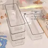 Caixa de armazenamento portátil para mesa, organizador retangular transparente, longo e estreito, para itens diversos, meias e objetos pequenos, caixa divisória de gaveta