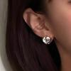 Pendientes de Circonita Rosa Dulce Amor Ins Nicho Moda Personalidad Versátil Hebilla de Oreja Personalidad Hip-hop Pendientes Creativos