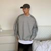 Sudadera Gris de Cuello Redondo con Doble Cremallera para Hombre Primavera y Otoño Diseño Nicho Chaqueta con Capucha Pesada Top Casual Holgado