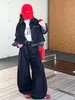 Traje de Mezclilla para Niñas 2026 Nuevo Estilo Otoño para Niños Mayores, Chaqueta con Parches a Cuadros y Pantalones de Pierna Ancha, Ropa Infantil Estilo Coreano