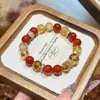 Pulsera Qiaoen Natural Amarillo Violento Torre de Cristal Ágata Rojo, Pulsera de Cristal de la Suerte, Pulsera Versátil, Nicho