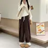 Pantalones tipo harén de otoño e invierno con forro polar, corte relajado, dobladillos enrollados, engrosados para abrigar, tiro alto, corte holgado, estilizan, pantalones casuales versátiles para mujer