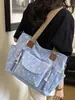 Bolso tote fresco, simple, moderno, elegante y único con gran capacidad, hecho de lona, adecuado para estudiantes y trabajadores de oficina, se puede llevar al hombro o cruzado