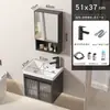 Gabinete de baño de aluminio espacial para espacios pequeños, combinación de gabinete para lavabo de baño con lavabo integrado de cerámica, inodoro impermeable