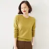 Suéter de punto de cuello redondo para mujer de comercio exterior transfronterizo, otoño e invierno, estilo corto, talla grande, jersey holgado, color liso, top básico