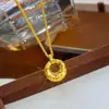 Pingente sólido de ouro vietnamita imitação com padrão de rachadura de gelo, corrente para clavícula, sensação de luxo leve e de alta qualidade