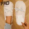 Pantuflas de Felpa de Algodón Simples Transfronterizas de Invierno con Forro de Terciopelo Cálido, Nudo de Lazo, Punta Cerrada, Pantuflas Ligeras Silenciosas para el Hogar