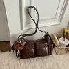 Bolso de motocicleta estilo 'hot girl' de nicho coreano 2026, bolso retro de axila multibolsillos para estudiantes universitarios, bolso de hombro único para salir