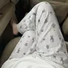 Pantalones de Pijama de Algodón Nube para Mujer de Verano, Delgados, Talla Grande 100 kg, Holgados Casuales, Pantalones de Pierna Ancha de Cintura Alta Relajados para Caminar