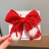 Tocado de horquilla con lazo rojo para niña, cinta para la parte superior de la cabeza con clip para Año Nuevo, accesorios festivos para el cabello para bebé