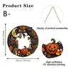 Decoraciones colgantes de anillo hueco de madera de Halloween transfronterizas, calabaza, telaraña, casa mágica, ambiente festivo, artículos decorativos