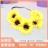 Banda para el cabello con girasoles, accesorios para el cabello, tocado coreano, banda para el cabello con flores, accesorios de playa para vacaciones en la playa para niñas Mori, fabricantes al por mayor